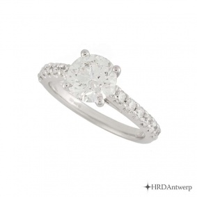 18k White Gold XXX Round Brilliant Cut Diamond Ring 1.50ct G/VS1